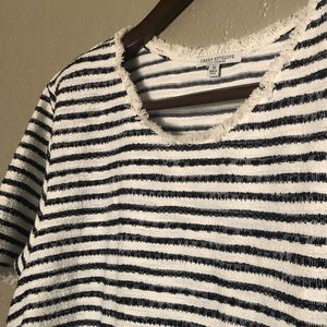 Raw edge striped shirt - never worn - plus 3x